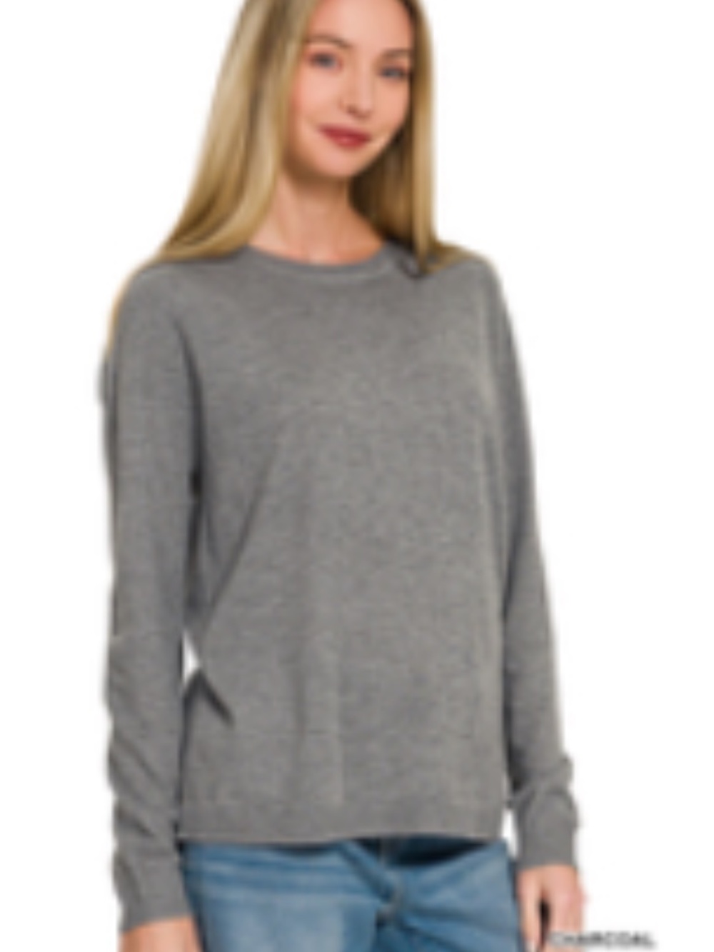 #1186 Zenana Lightweight Wool Blend Round Neck Sweater